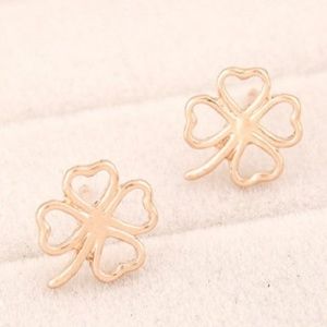 Gold Lucky Four Leaf Clover Earrings 220579